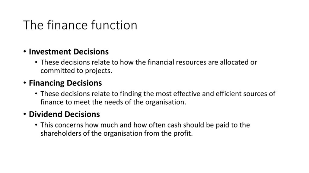The finance function