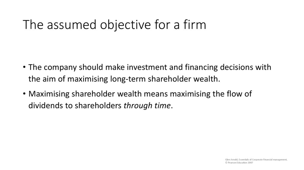 The assumed objective for a firm