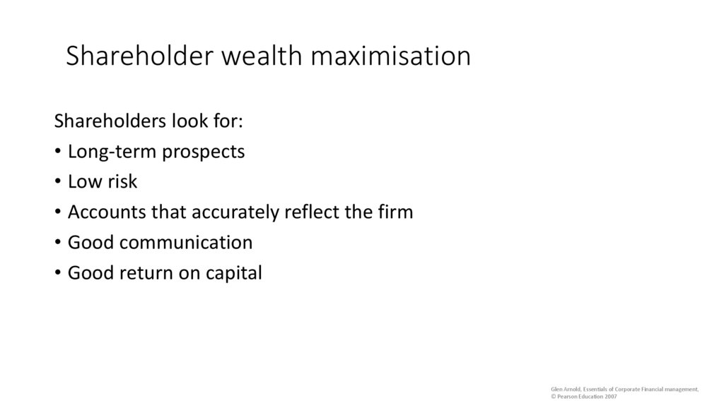 Shareholder wealth maximisation