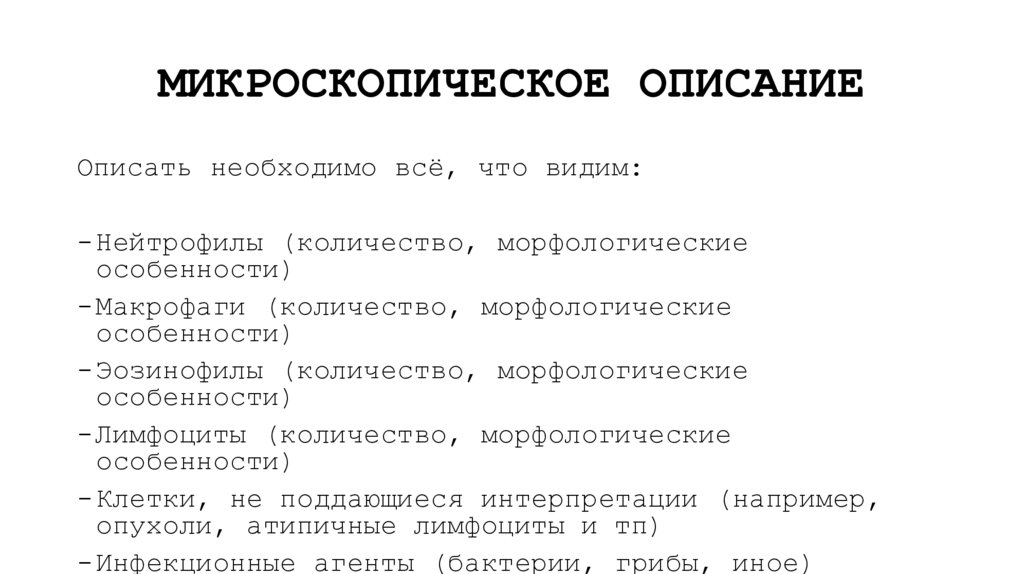МИКРОСКОПИЧЕСКОЕ ОПИСАНИЕ