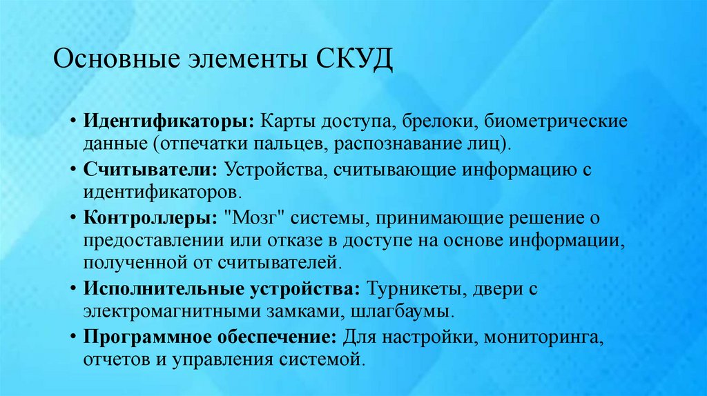 Основные элементы СКУД