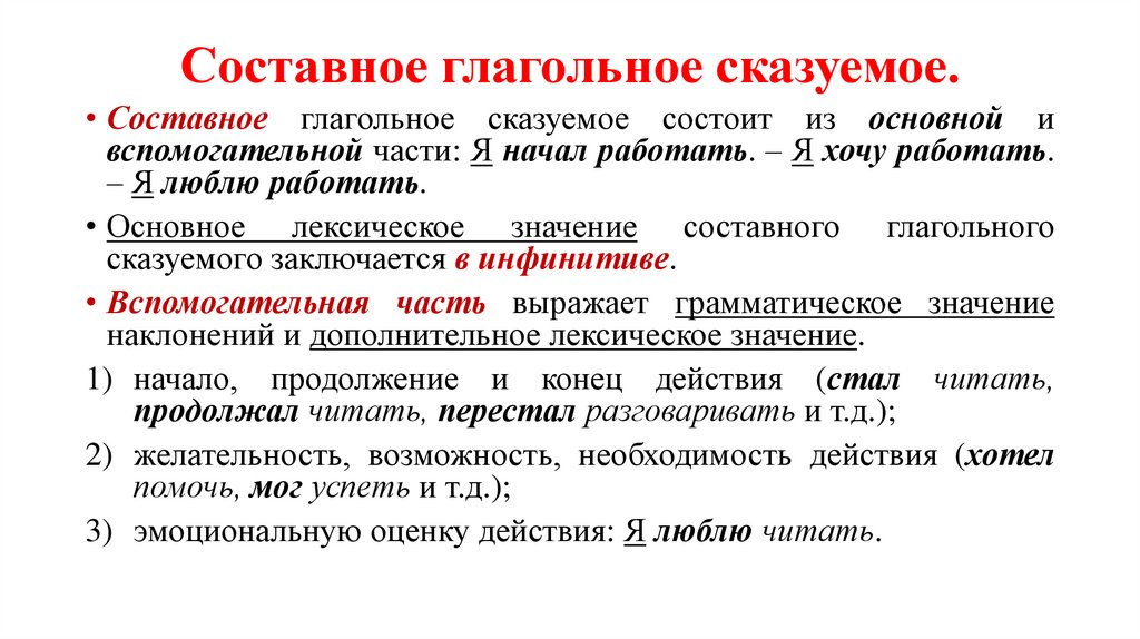 Составное глагольное сказуемое.