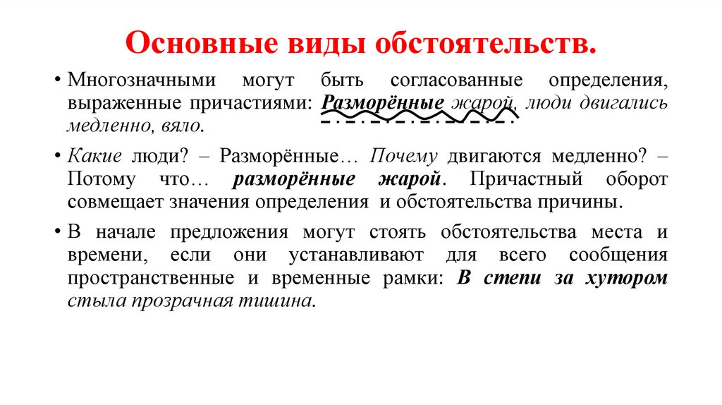 Основные виды обстоятельств.