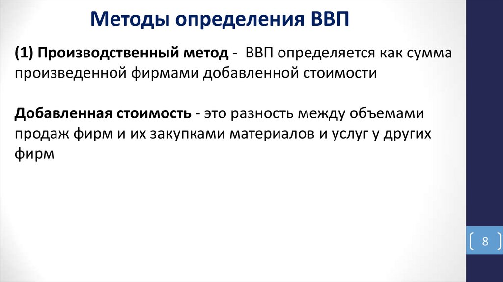 Методы определения ВВП
