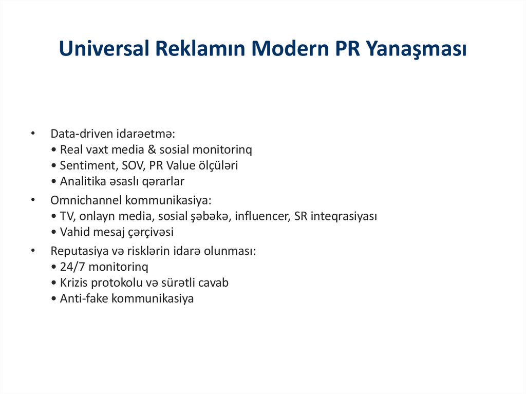 Universal Reklamın Modern PR Yanaşması