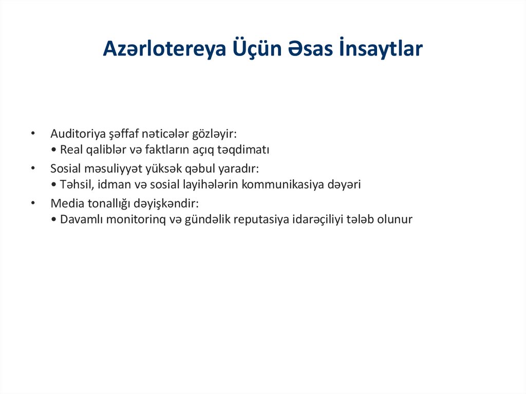 Azərlotereya Üçün Əsas İnsaytlar