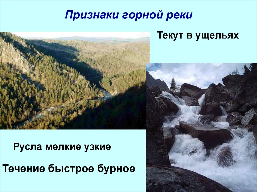 Признаки горной реки