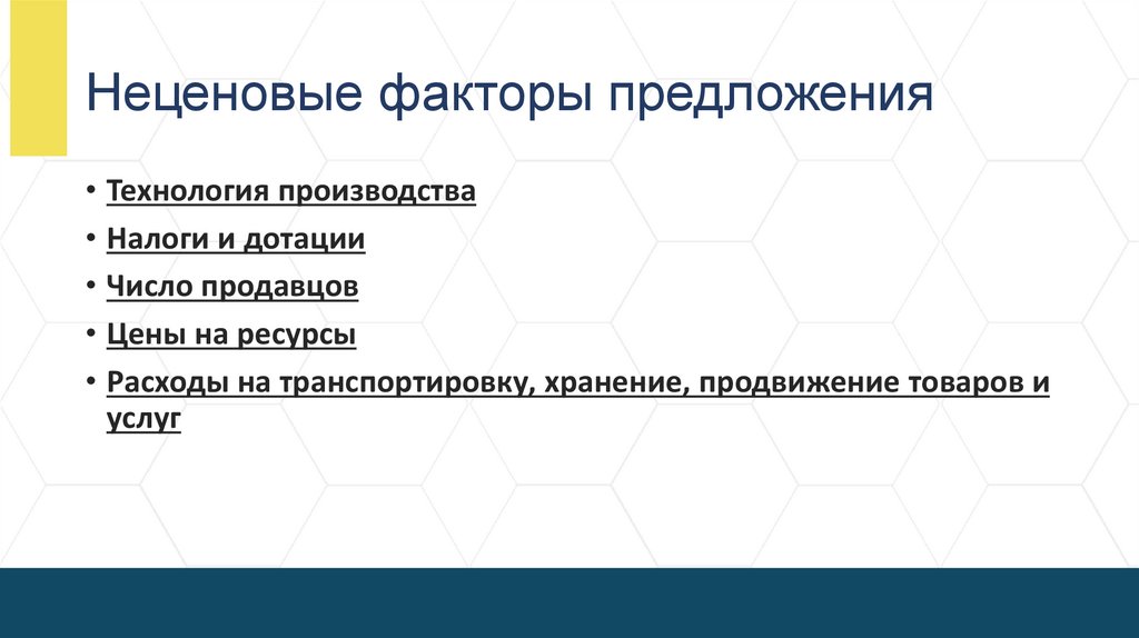 Неценовые факторы предложения