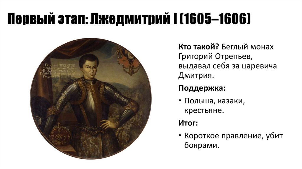 Первый этап: Лжедмитрий I (1605–1606)