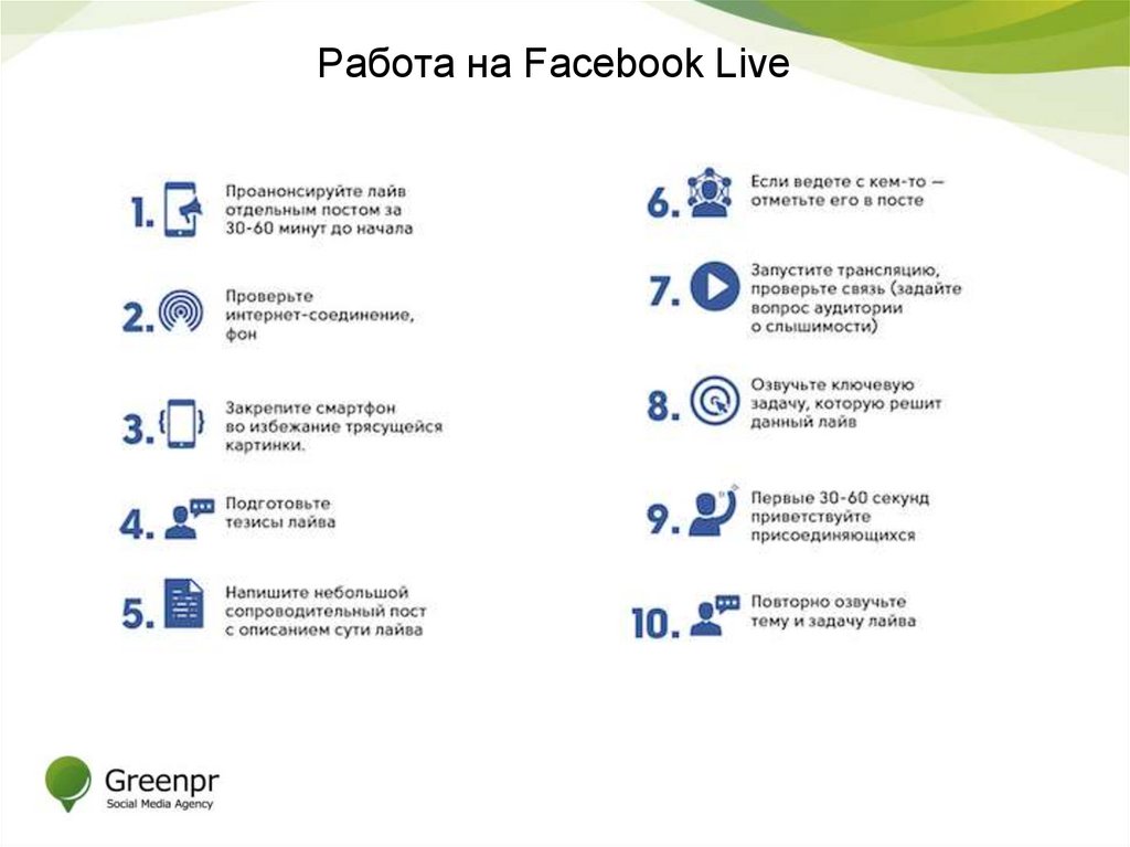 Работа на Facebook Live