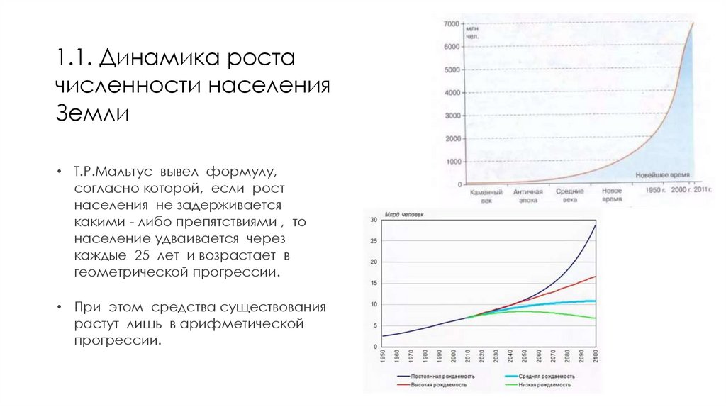 1.1. Динамика роста численности населения Земли