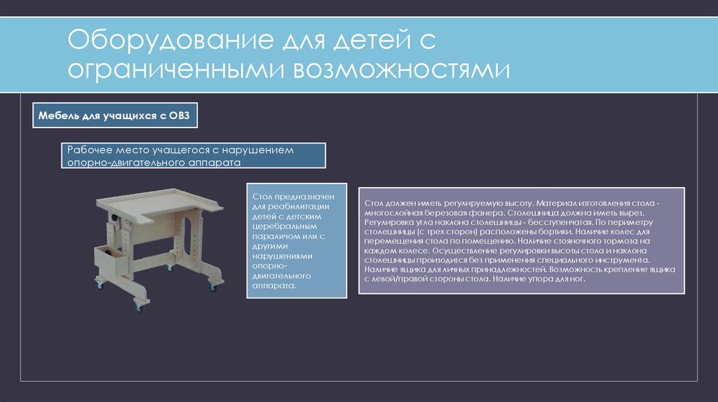 Оборудование для детей с ограниченными возможностями