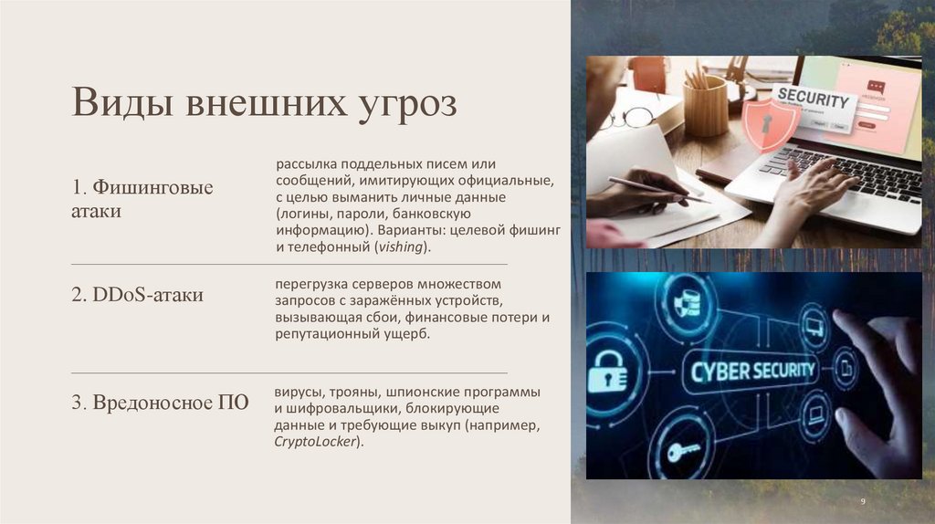 Виды внешних угроз