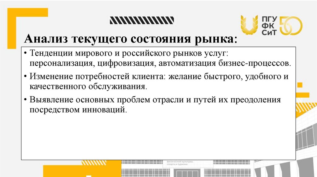 Анализ текущего состояния рынка: