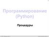 Процедуры. Программирование (Python)  (9 класс)