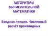 Алгоритмы вычислительной математики. Вводная лекция. Численный расчёт производных