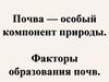 Почва — особый компонент природы. Факторы образования почв