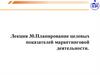 Планирование целевых показателей маркетинговой деятельности. Лекция 30