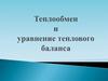 Теплообмен и уравнение теплового баланса