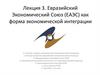 Евразийский Экономический Союз (ЕАЭС) как форма экономической интеграции. Лекция 3