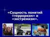 Сущность понятий «терроризм» и «экстремизм