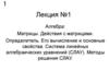 Лекция №1 Алгебра: Матрицы. Действия с матрицами. Определитель. Его вычисление и основные свойства