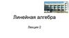 Линейная алгебра. Лекция 2