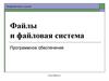 Файлы и файловая система. Информатика в школе Файлы и файловая система. Программное обеспечение