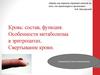 Кровь: состав, функция. Особенности метаболизма в эритроцитах. Свертывание крови