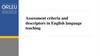 Assessment criteria and descriptors in English language teaching