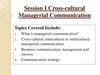 Session 1 Introduction to the Course Managerial Communication