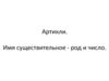 Артикли. Имя существительное - род и число