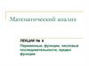Переменные, функции, числовые последовательности, предел функции. Лекция № 6