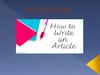 Writing an article