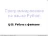 Программирование на языке Python. Работа с файлами