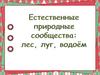 Естественные природные сообщества: лес, луг, водоём