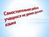Самостоятельная работа учащихся на уроках русского языка (3 класс)