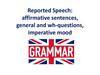 Reported Speech: affirmative sentences, general and wh-questions, imperative mood
