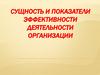 Сущность и показатели эффективности деятельности организации