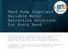 Hand Pump Suppliers Reliable Water Extraction Solutions for Every Need