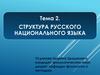 Структура русского национального языка. Тема 2