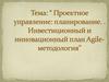 Проектное управление: планирование. Инвестиционный и инновационный план Agile-методология