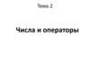 Числа и операторы. Тема 2