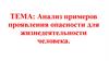 Анализ примеров проявления опасности для жизнедеятельности человека