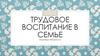 Трудовое воспитание в семье. Семейные обязанности
