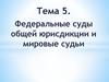 Федеральные суды общей юрисдикции и мировые судьи. Тема 5