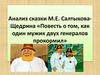 Анализ сказки М.Е. Салтыкова-Щедрина «Повесть о том, как один мужик двух генералов прокормил»