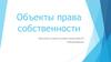 Объекты права собственности