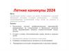 Летние каникулы 2024