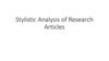 Stylistic Analysis of Research Articles